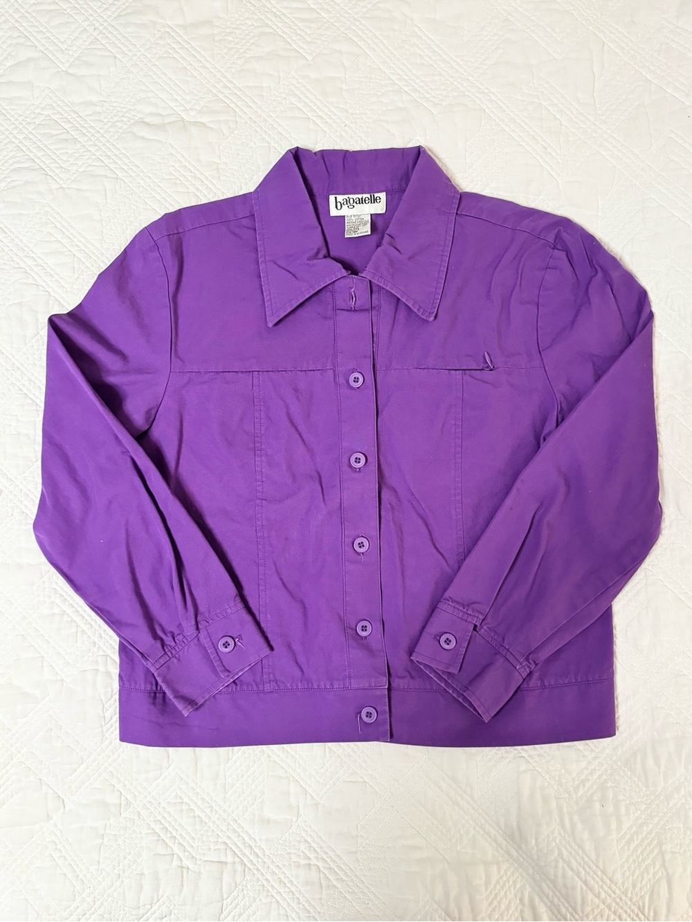 bagatelle 1990s Vintage Trucker Style Cotton Shirt Jacket Size 10P Purple